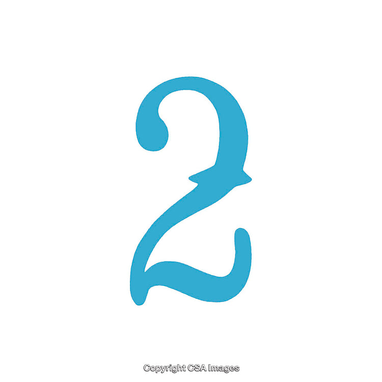 Creative Blue Number Two on White Background