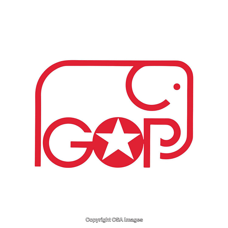 Red GOP Elephant with Star Symbol in Minimalist Design