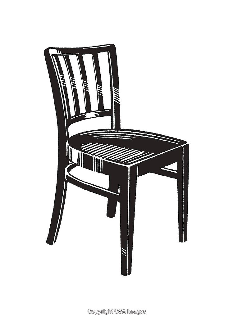 Black and White Line Art Illustration of a Wooden Chair