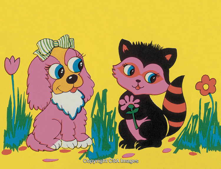 Cheerful Cartoon Animals Enjoying Nature in a Colorful Pastoral Setting