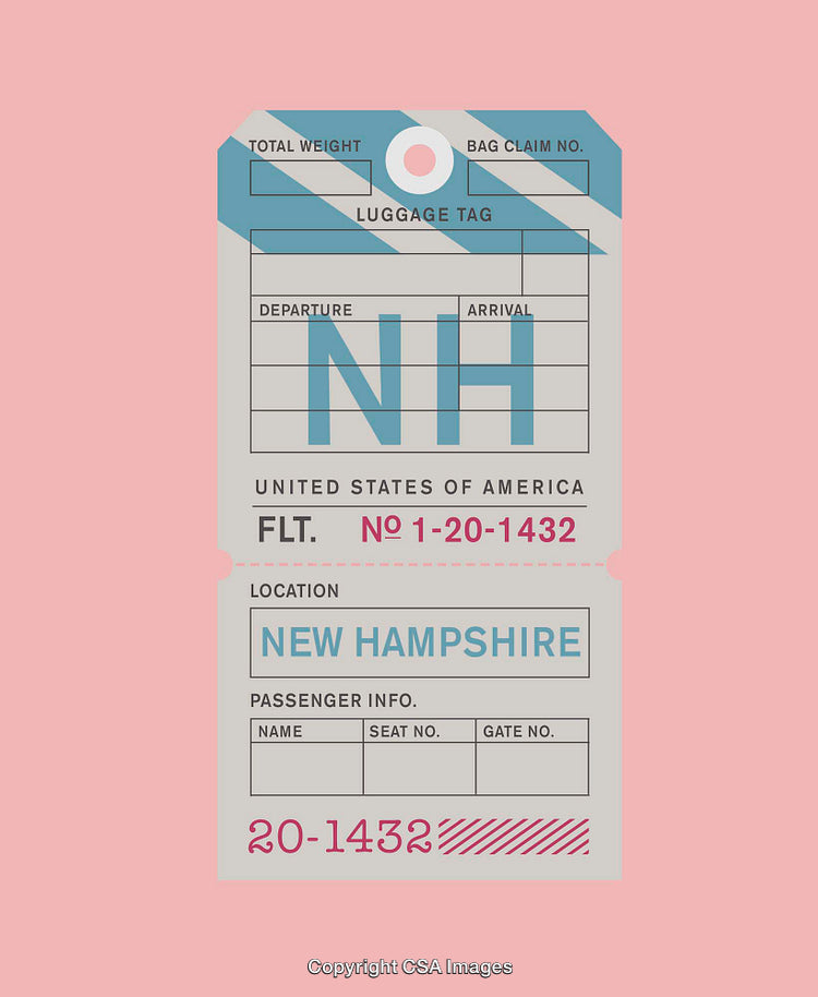 Vintage Travel Tag Design Featuring New Hampshire Destination in Modern Graphic Style