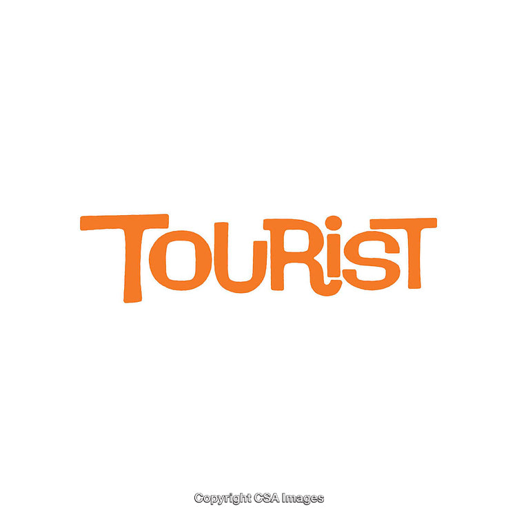Stylized Orange Tourist Typography Design on White Background