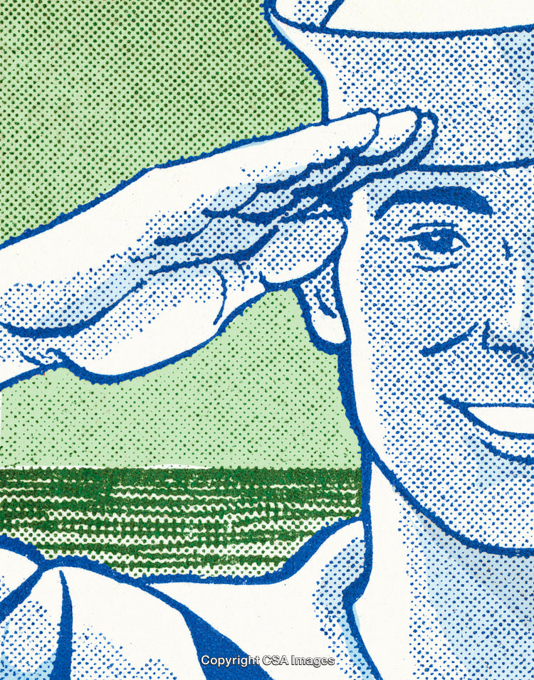Comic Style Illustration of a Saluting Sailor on Green Background