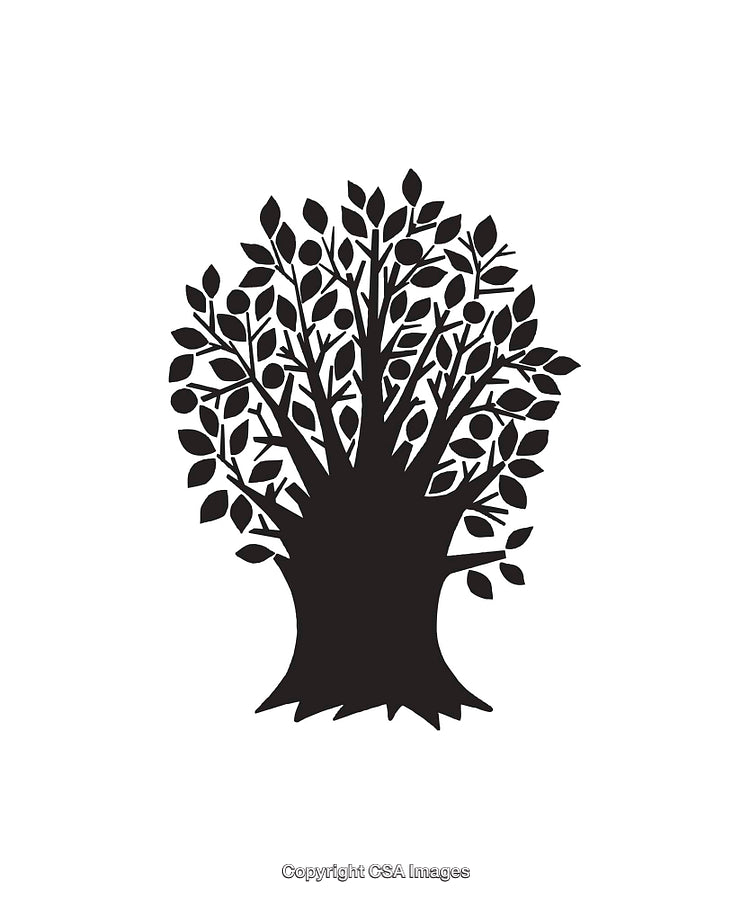 Silhouette of a Tree with Branches and Leaves Artwork