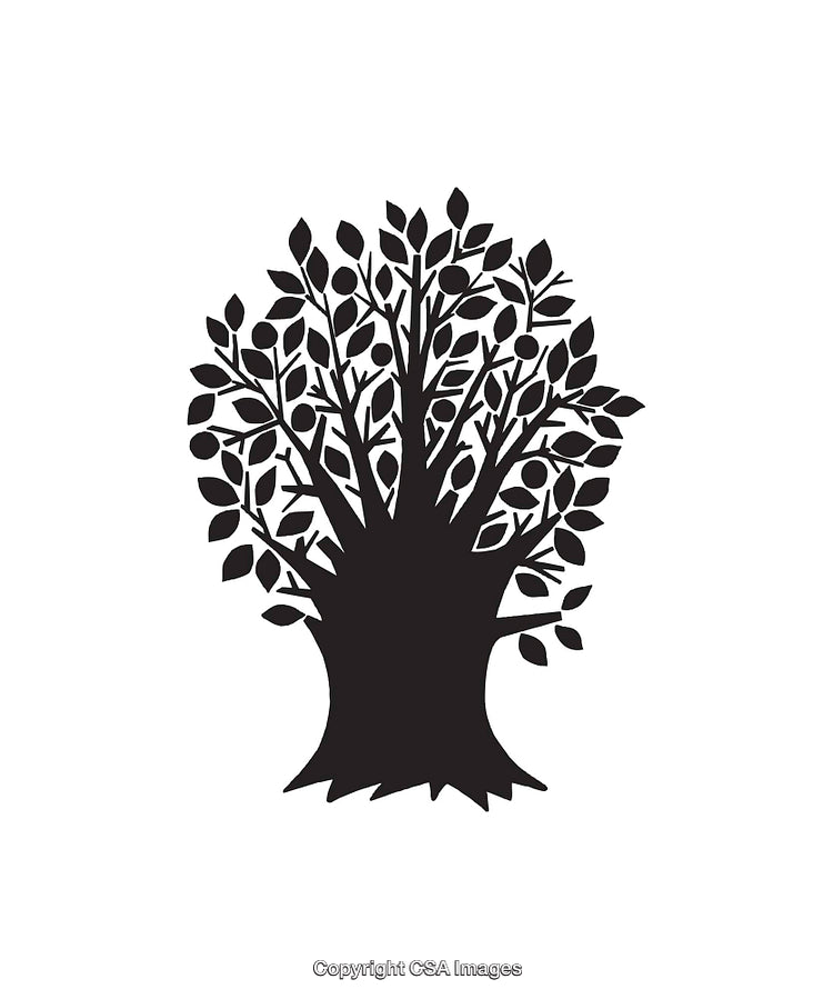 Silhouette of a Tree with Branches and Leaves Artwork