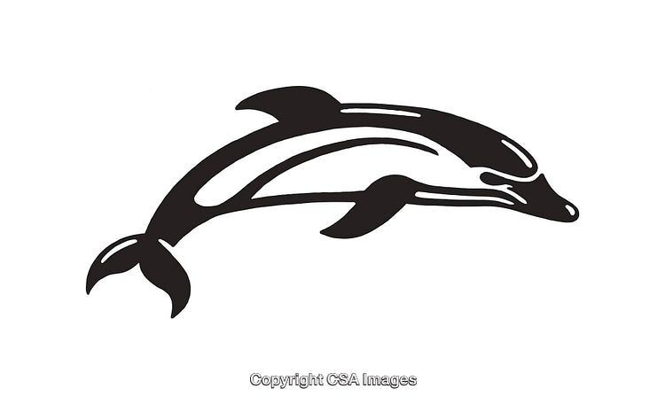 Black and White Dolphin Line Art Silhouette Drawing with Elegant Design