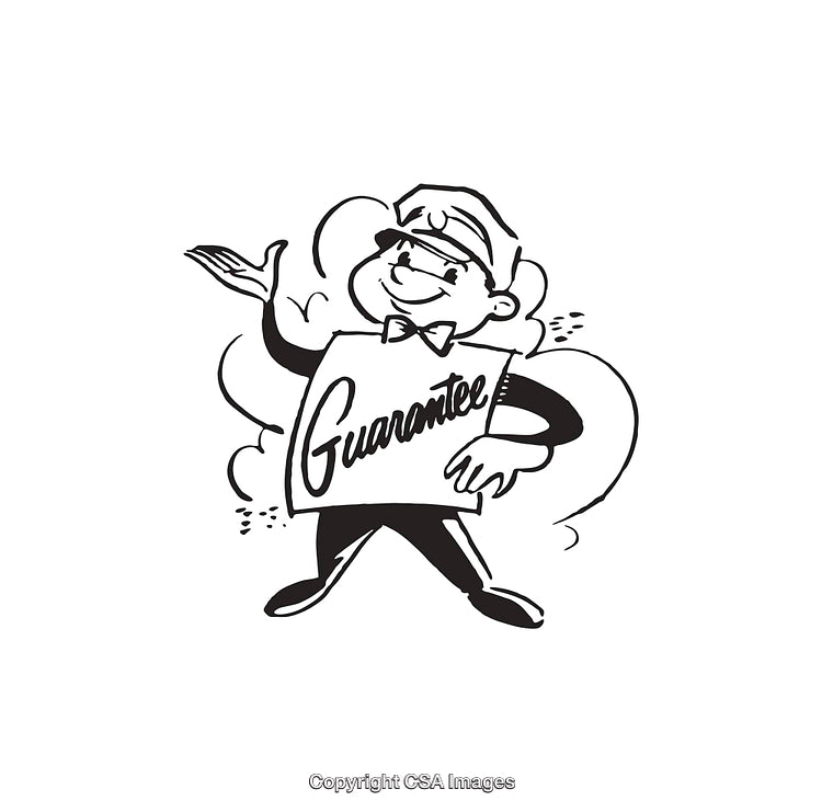 Retro Line Art Illustration of Person Representing a Guarantee Concept