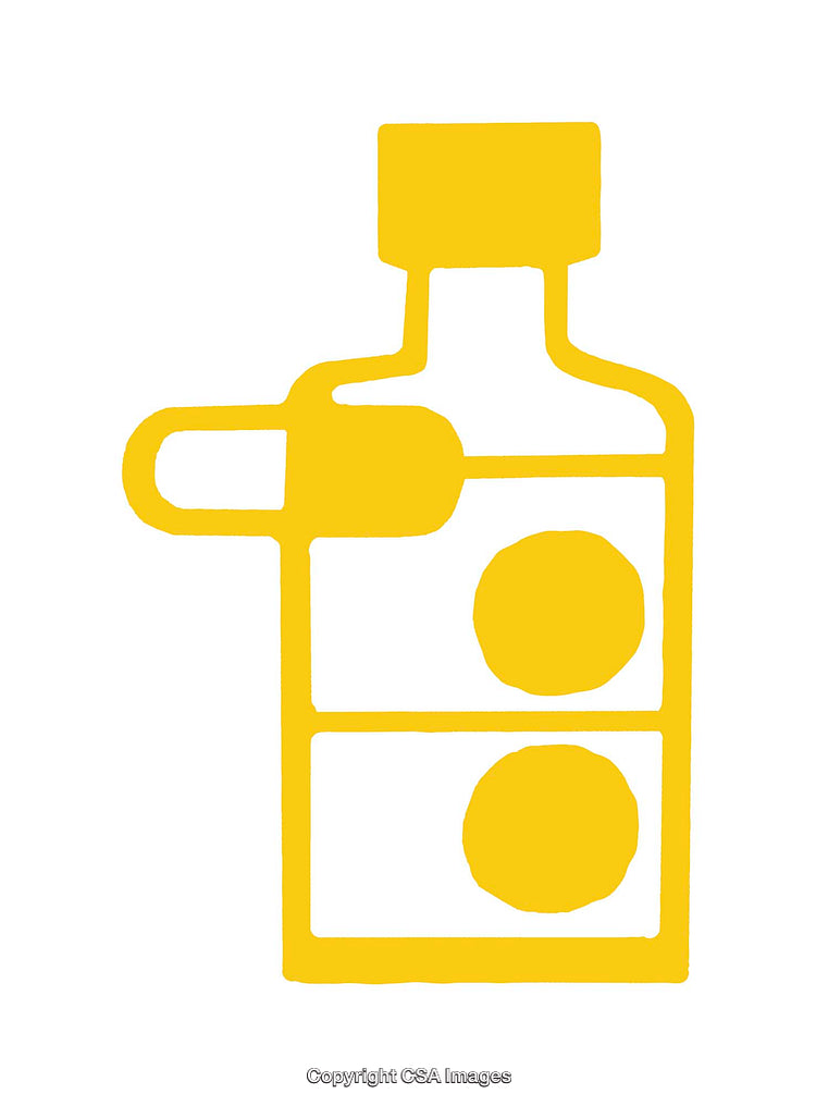 Yellow Geometric Icon Representation of a Transparent Container with a Handle