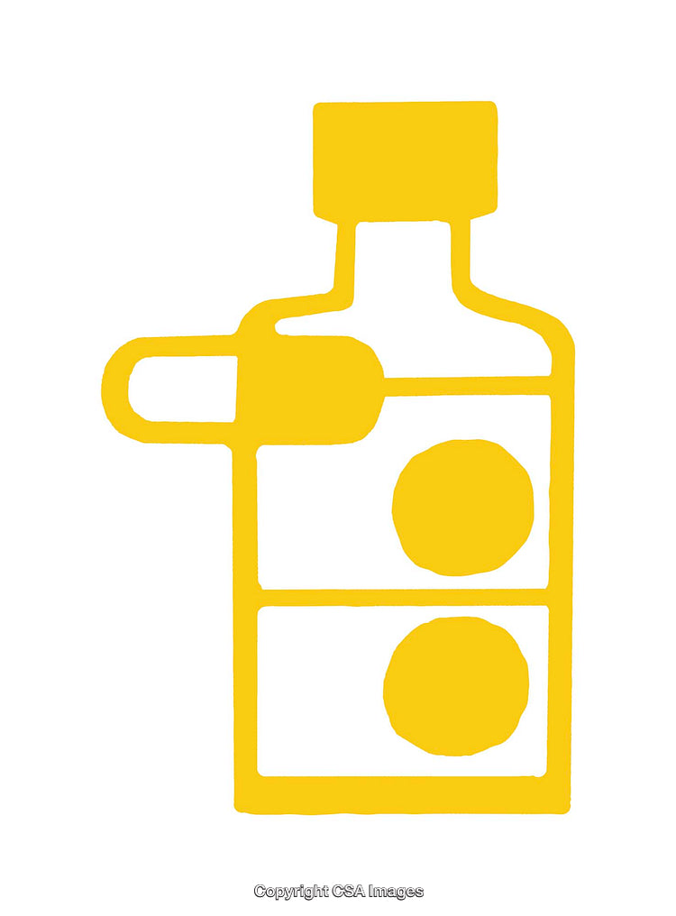 Yellow Geometric Icon Representation of a Transparent Container with a Handle