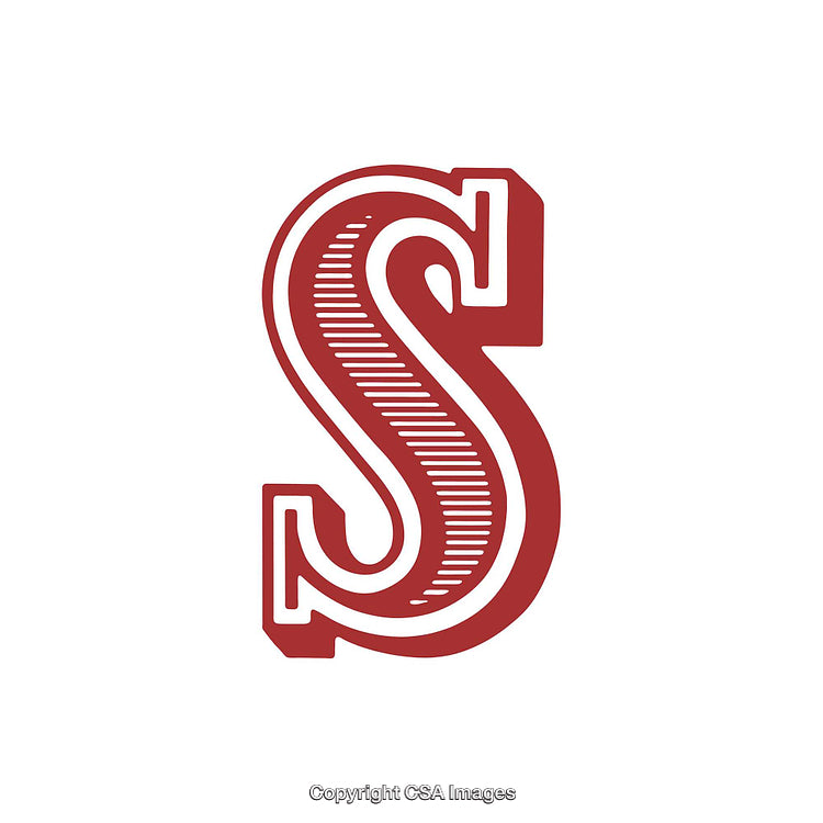 Vintage Red Letter S Graphic With Decorative Design Elements