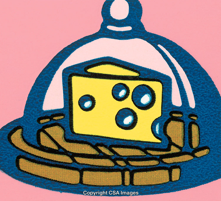 Cheese Illustration Under Glass Dome on Pink Background
