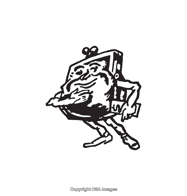 Whimsical Line Art Illustration of a Cartoon Television Character