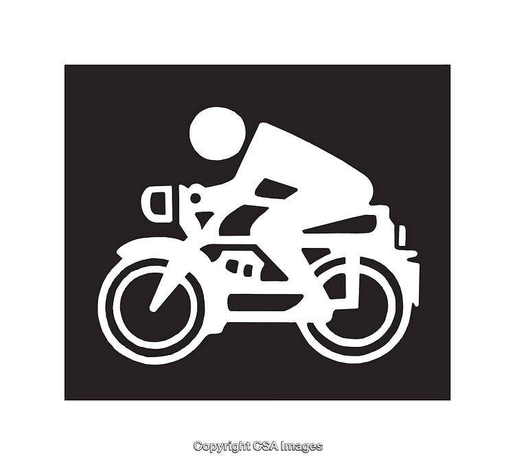 Black and White Line Art of a Motorcycle Rider in Motion