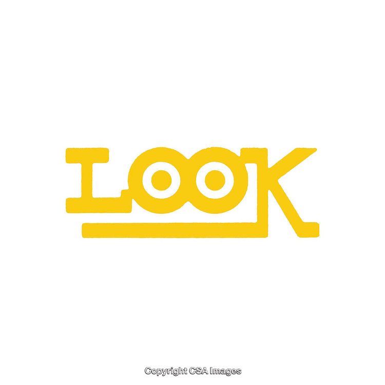 Minimalist Yellow Word Art Depicting the Word LOOK with Creative Typography