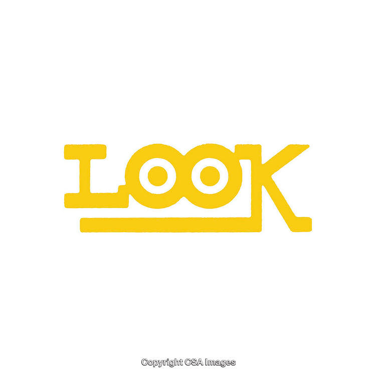 Minimalist Yellow Word Art Depicting the Word LOOK with Creative Typography