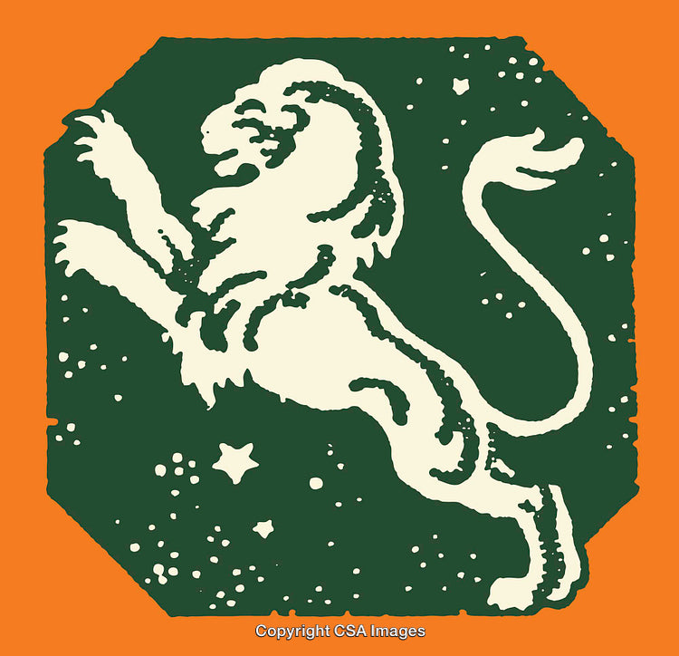 Majestic Lion Illustration With Green and Orange Color Scheme