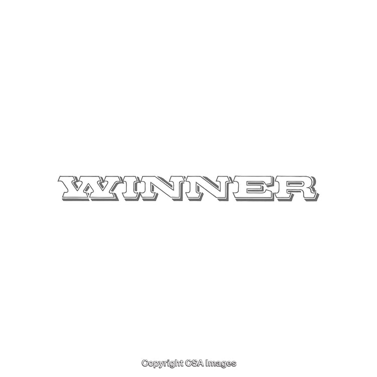 Bold Stylized Winner Text with Minimalist Design in Black and White