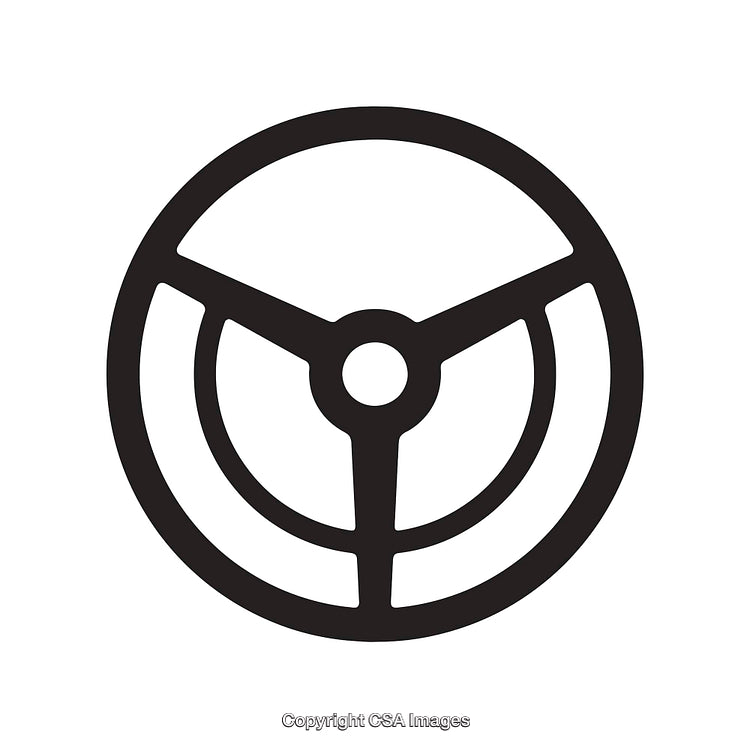 Minimalist Black and White Steering Wheel Icon Design