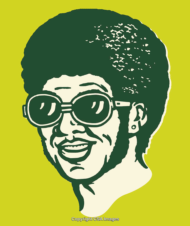 Retro Styled Illustration of a Smiling Man With Afro and Sunglasses