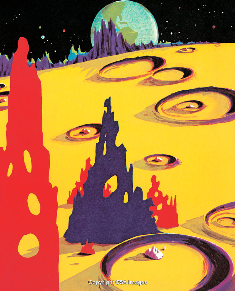 Vibrant Martian Landscape With Craters and Alien Rock Formations