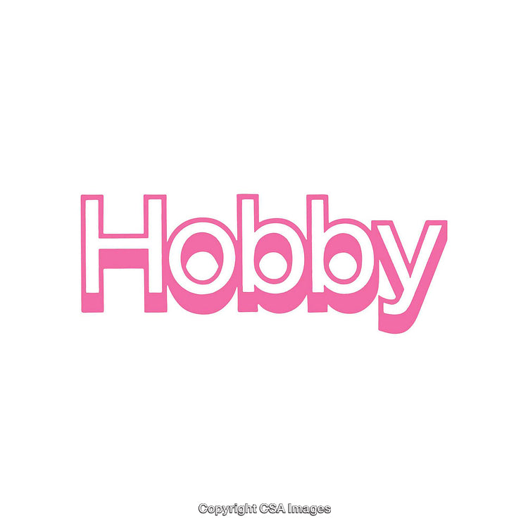 Vibrant Pink Text Highlighting the Word Hobby on White Background