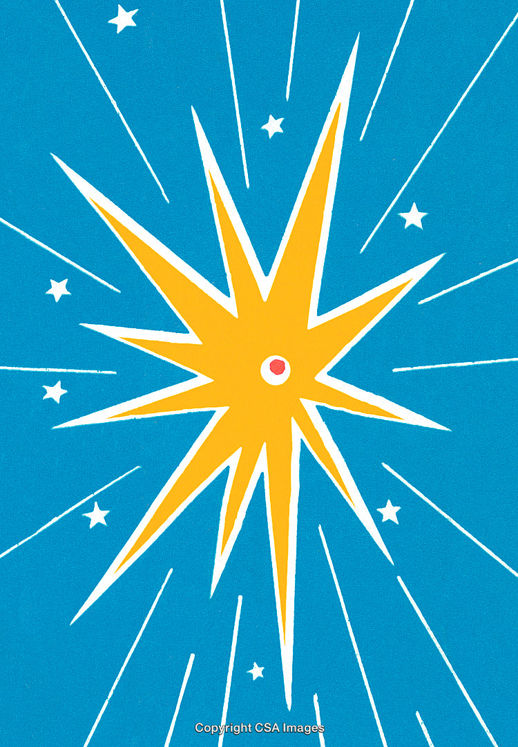 Illustration of a Radiant Yellow Star on a Vibrant Blue Background