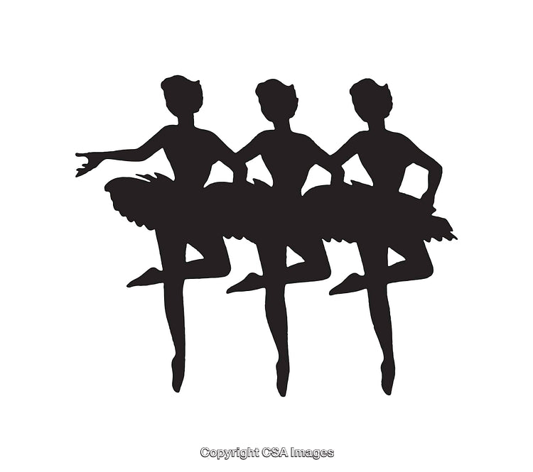 Silhouette of Three Elegant Ballet Dancers in Classical Poses