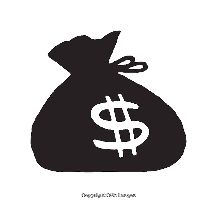 Black and White Bag with Dollar Sign Icon Illustration