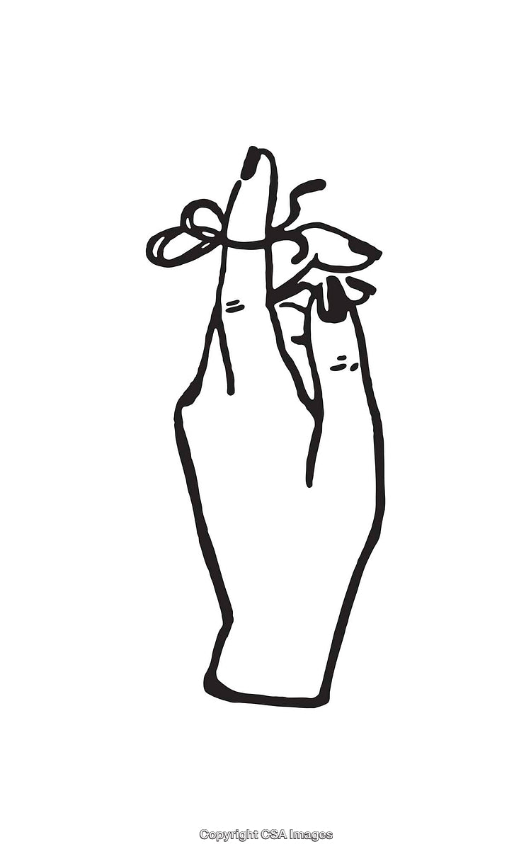 Minimalist Hand Illustration with Ribbon in Black and White Style