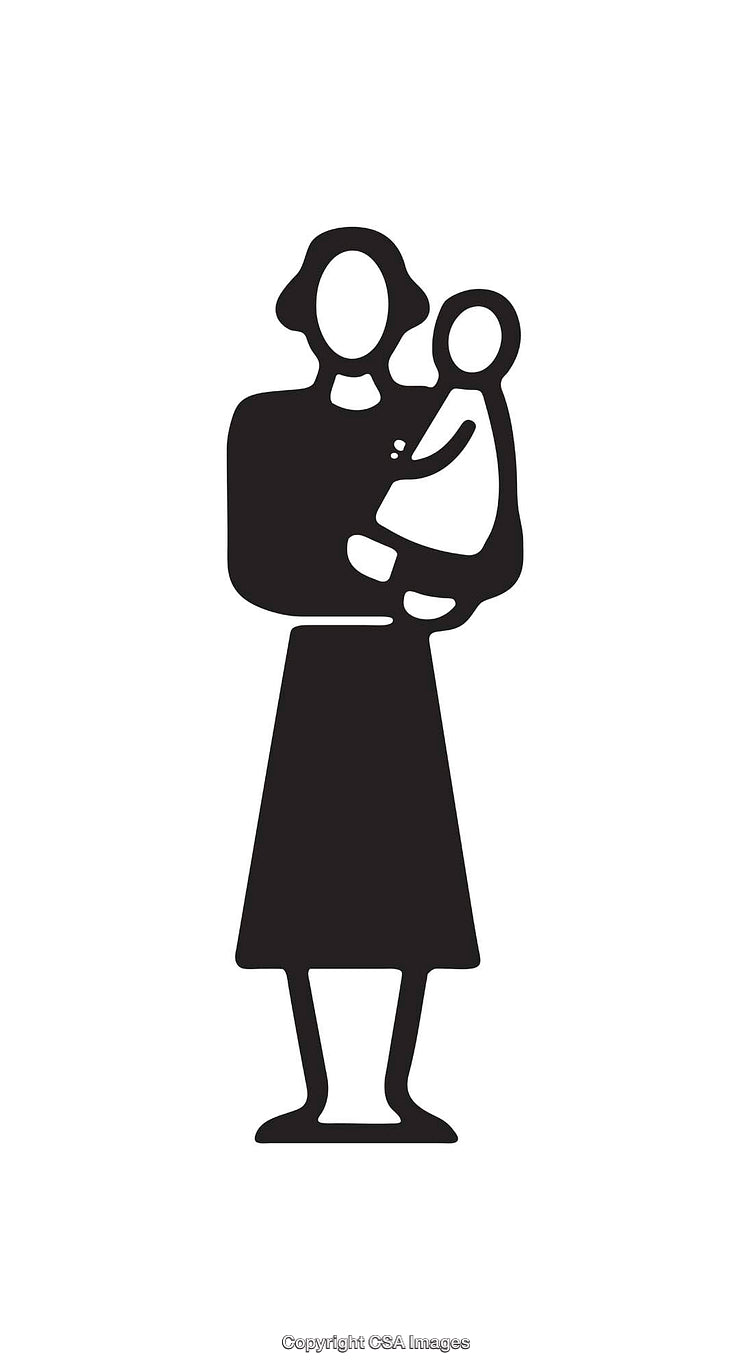 Black Silhouette Icon of a Woman Holding a Child