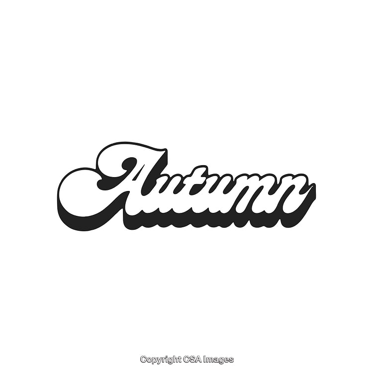 Stylized Retro Typography of the Word Autumn in Bold Black and White