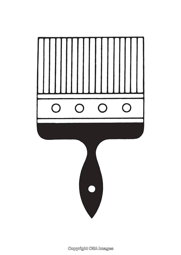 Black And White Lineart Illustration of a Wide Paintbrush