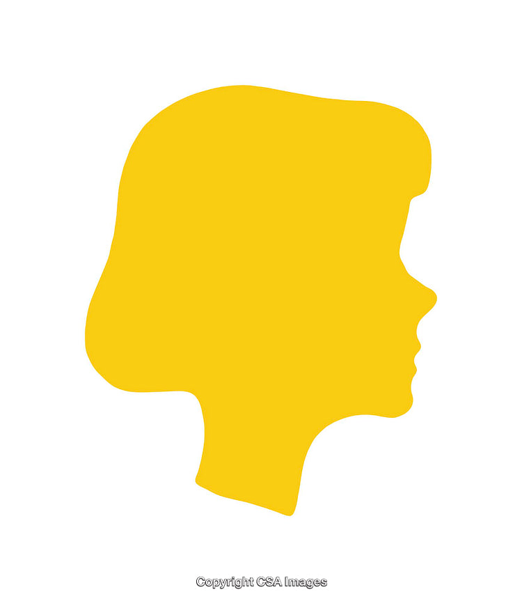 Yellow Silhouette Icon of Person's Profile on White Background