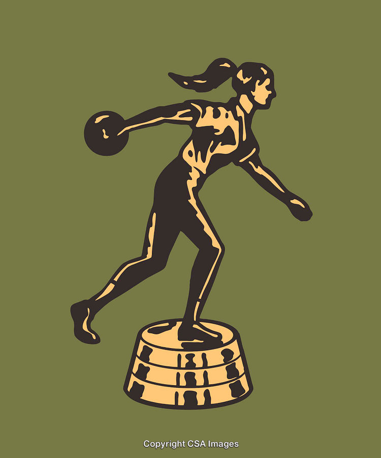 Silhouette of Athlete Performing Discus Throw Engraved in Gold-Toned Award