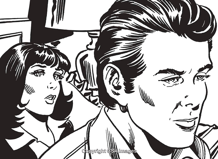 Illustration of Two Individuals Engaged in a Serious Conversation