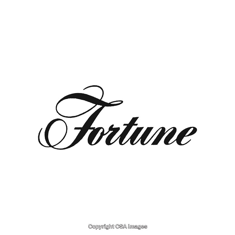 Elegant Calligraphy Typography Reading the Word Fortune in Black Ink