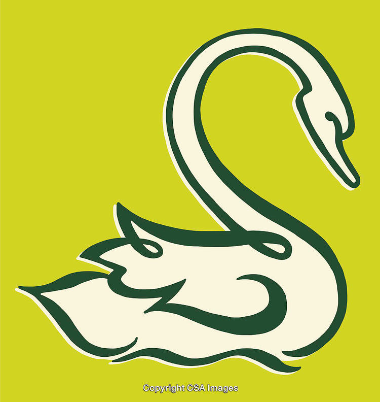 Elegant Swan Line Art Illustration on a Vibrant Green Background