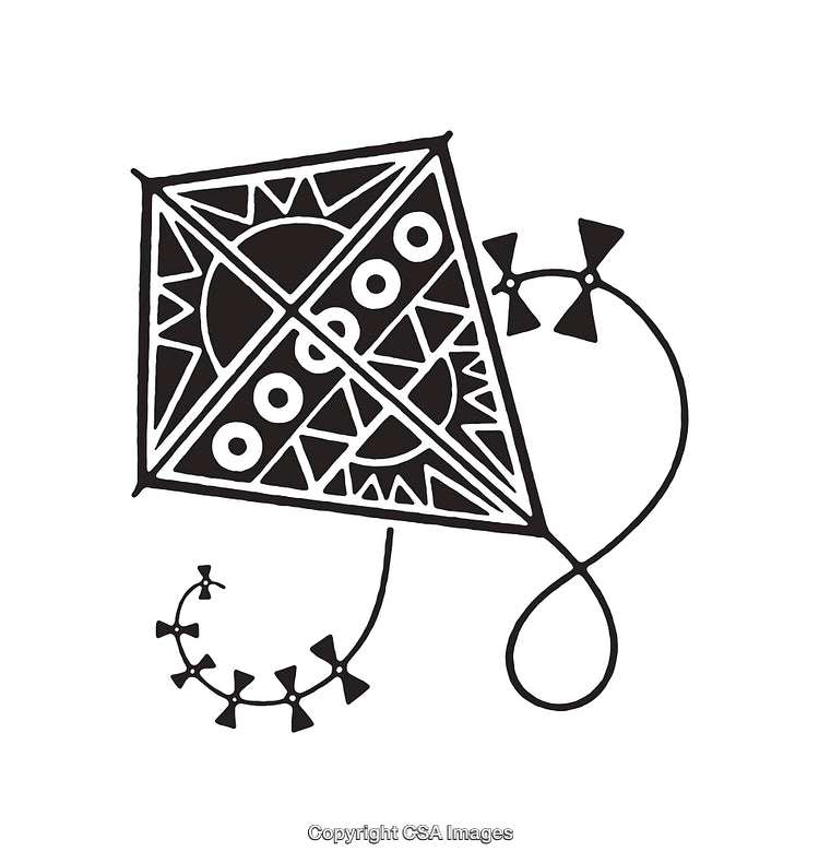 Abstract Black and White Kite Design Featuring Geometric Artistic Patterns