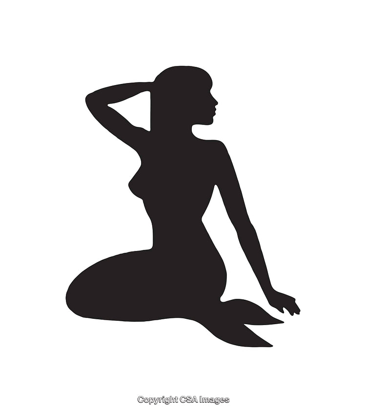 Silhouette of a Mermaid in a Thoughtful Artistic Pose