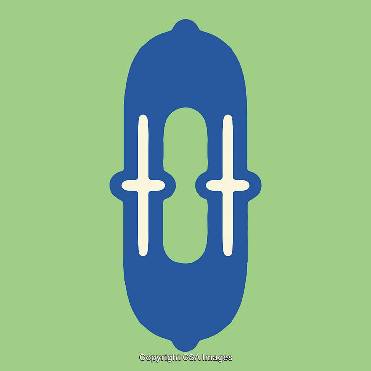 Abstract Blue Letter O Artwork on Green Background