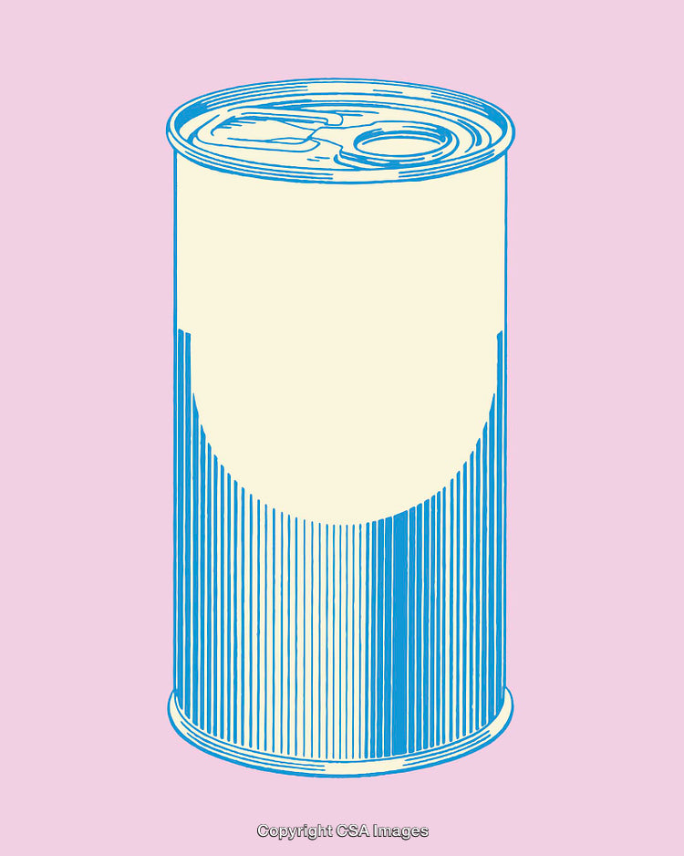 Colorful Line Art Illustration of a Metal Can on a Pastel Background