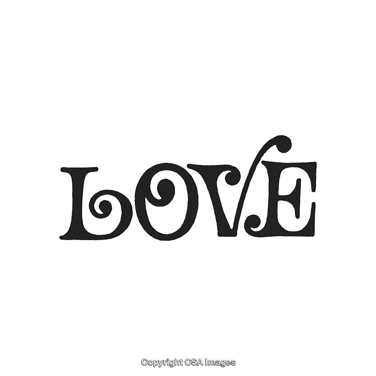 Black Retro Typography Design Featuring the Word LOVE on White Background