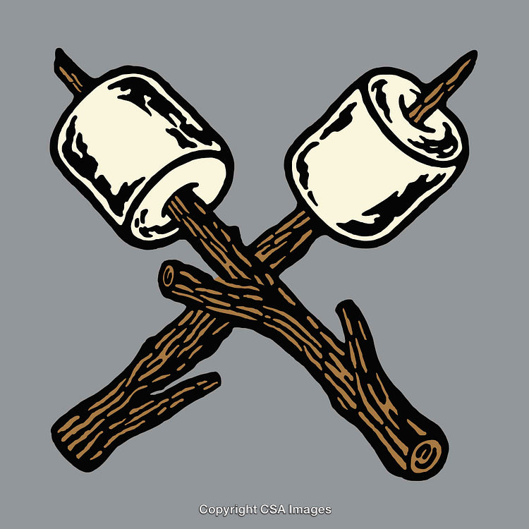 Rustic Illustration of Marshmallows on Sticks for Campfire Settings