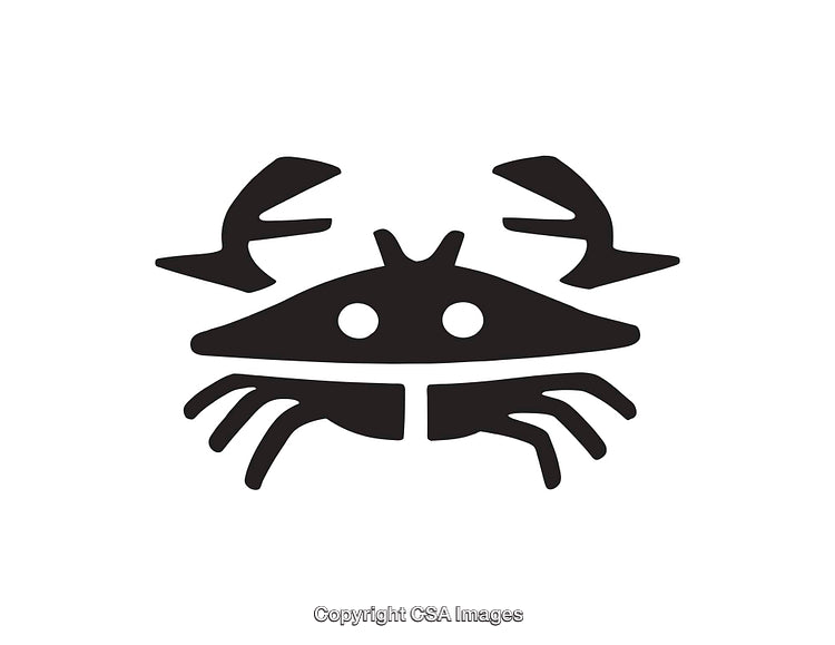 Simple Black and White Line Art Illustration of a Stylized Crab