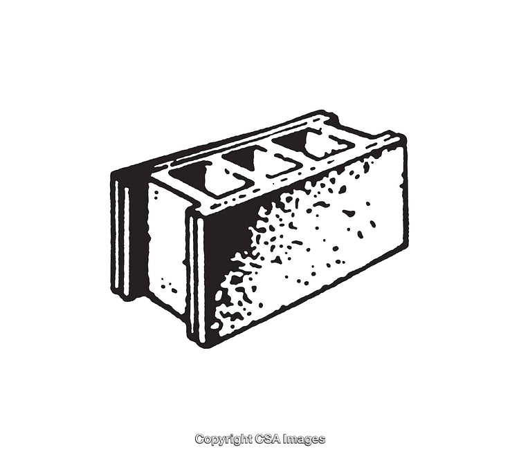 Monochrome Line Art Illustration of a Concrete Cinder Block in Detail