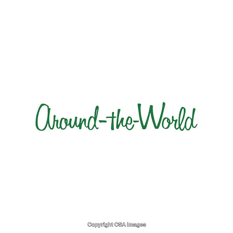Stylish Around The World Concept Text Illustration in Vibrant Green