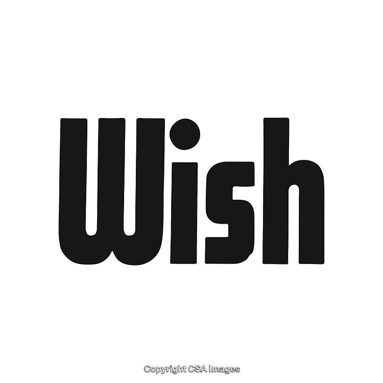 Bold Black Text of 'Wish' in a Stylized Font on White Background