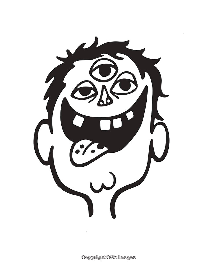 Quirky Black and White Line Art of a Fun Cartoon Character