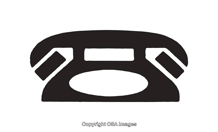 Simple Black and White Icon of a Vintage Telephone Symbol