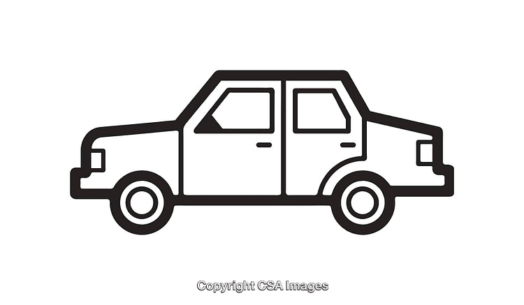 Black and White Car Icon Line Art Minimalistic Illustration